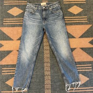 Everlane Mid-Rise Light Wash Cropped Straight Jeans with Frayed Hem